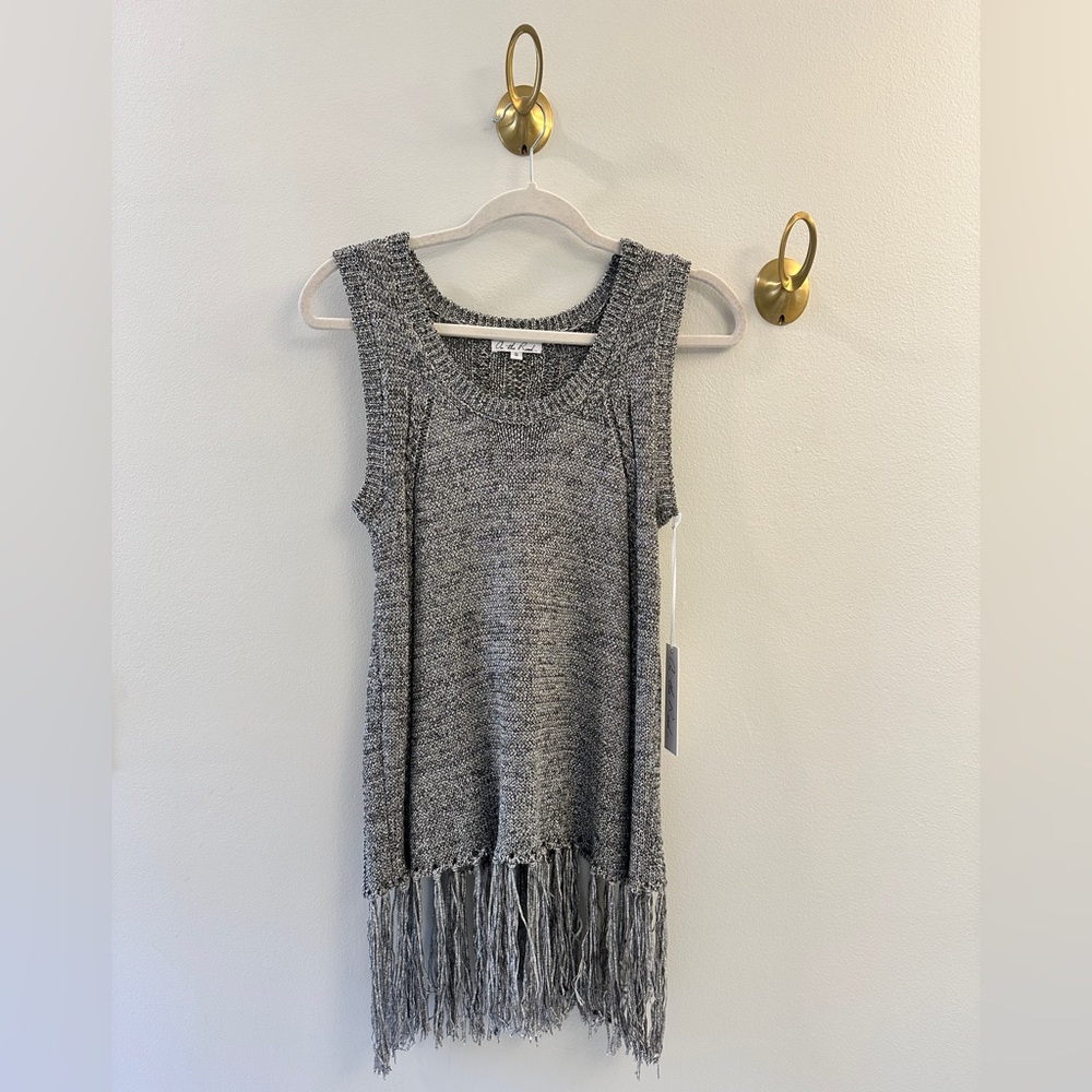 “On the Road” sweater vest with fringe NWT